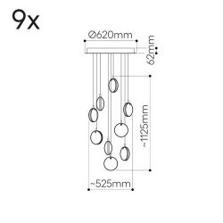 Bomma Lens 9 pcs Hanglamp - 9x Helder glas
