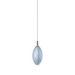 Bomma Lens Single Hanglamp - Blauw glas - Geborsteld goud