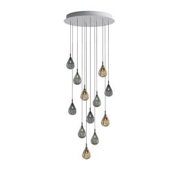 Bomma Soap Mini 12 pcs Hanglamp - 4x Blauw 4x Zilver 4x Goud glas