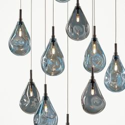 Bomma Soap Mini 12 pcs Hanglamp - 4x Blauw 4x Zilver 4x Goud glas