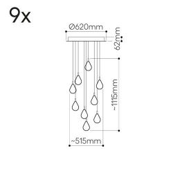 Bomma Soap Mini 9 pcs Hanglamp - 4x Helder 5x Mat glas