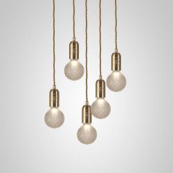 Lee Broom Crystal Bulb Chandelier 5 piece Hanglamp - Messing