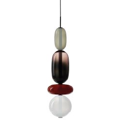 Bomma Pebbles Large Hanglamp - Configuratie 5 - Zwart, rood - wit