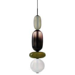 Bomma Pebbles Large Hanglamp - Configuratie 3 - Wit, groen - zwart