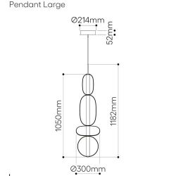 Bomma Pebbles Large Hanglamp - Configuratie 3 - Wit, groen - zwart
