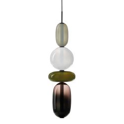 Bomma Pebbles Large Hanglamp - Configuratie 3 - Wit, groen - zwart
