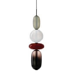 Bomma Pebbles Large Hanglamp - Configuratie 5 - Zwart, rood - wit