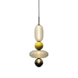 Bomma Pebbles Small Hanglamp - Configuratie 10 - Wit, beige, geel - zwart