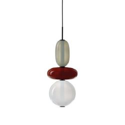 Bomma Pebbles Small Hanglamp - Configuratie 7 - Wit - rood