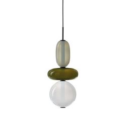 Bomma Pebbles Small Hanglamp - Configuratie 8 - Wit - groen