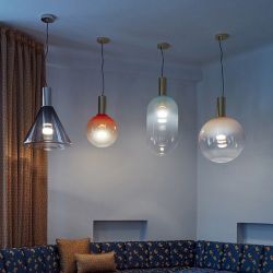 Bomma Phenomena Hanglamp - Cone - Rook grijs - goud