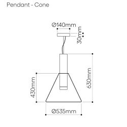 Bomma Phenomena Hanglamp - Cone - Rook grijs - goud