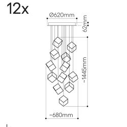 Bomma Pyrite 12 pcs Hanglamp - 6x goud 6x zilver