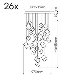 Bomma Pyrite 26 pcs Round Hanglamp - Zilver