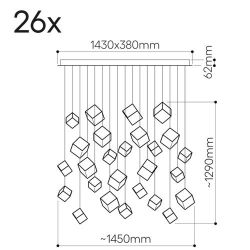 Bomma Pyrite 26 pcs Square Hanglamp - Zilver