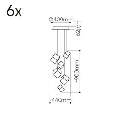 Bomma Pyrite 6 pcs Hanglamp - Zilver