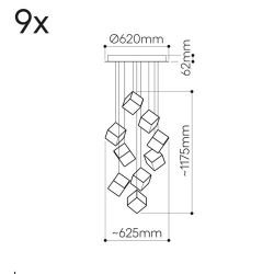 Bomma Pyrite 9 pcs Hanglamp - 4x goud 5x zilver