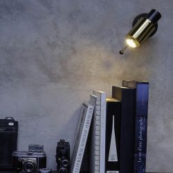 DCW Editions Biny Spot Led Wandlamp - Nikkel/goud - met stokje - met schakelaar
