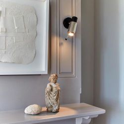 DCW Editions Biny Spot Led Wandlamp - Zwart/goud - met stokje - zonder schakelaar