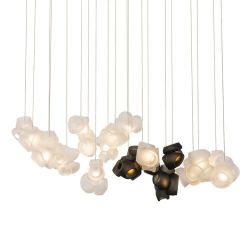 Bocci 100.20 Random Hanglamp - Transparant met grijs - Rechthoekige plafondkap