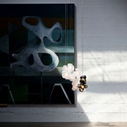 Bocci 100.20 Random Hanglamp - Transparant met grijs - Ronde plafondkap