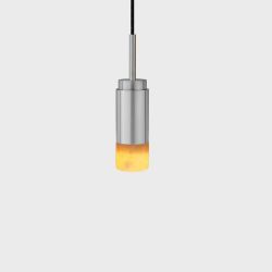 Anour Donya Onyx Cylinder Hanglamp - Amberkleurige kap - Geborsteld roestvrij staal