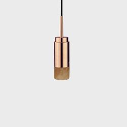 Anour Donya Onyx Cylinder Hanglamp - Amberkleurige kap - Gepolijst koper
