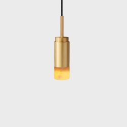 Anour Donya Onyx Cylinder Hanglamp - Amberkleurige kap - Goud PVD