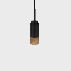 Anour Donya Onyx Cylinder Hanglamp - Amberkleurige kap - Zwart PVD
