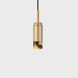 Anour Donya Onyx Cylinder Hanglamp - Gemixte kap - Geborsteld messing