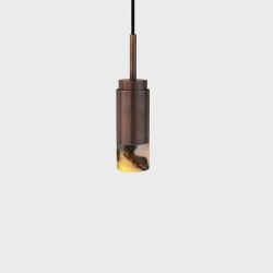 Anour Donya Onyx Cylinder Hanglamp - Gemixte kap - Gebruind messing
