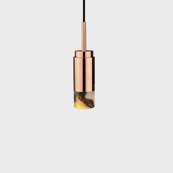 Anour Donya Onyx Cylinder Hanglamp - Gemixte kap - Gepolijst koper