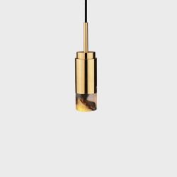 Anour Donya Onyx Cylinder Hanglamp - Gemixte kap - Gepolijst messing
