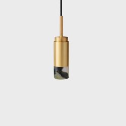 Anour Donya Onyx Cylinder Hanglamp - Gemixte kap - Goud PVD