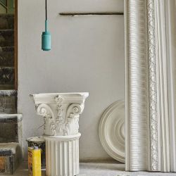 Anour Donya Onyx Cylinder Hanglamp - Witte kap - Gepolijst koper