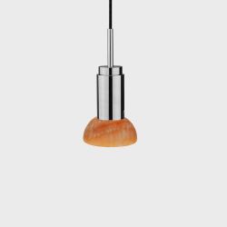 Anour Donya Onyx Moon Hanglamp - Amberkleurige kap - Gepolijst roestvrij staal