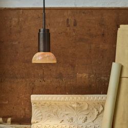 Anour Donya Onyx Moon Hanglamp - Gemixte kap - Gebruind koper