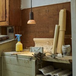 Anour Donya Onyx Moon Hanglamp - Gemixte kap - Gepolijst roestvrij staal