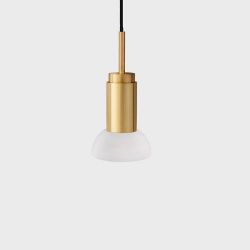 Anour Donya Onyx Moon Hanglamp - Witte kap - Goud PVD