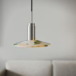 Anour Donya Onyx Solar Hanglamp - Amberkleurige kap - Gepolijst roestvrij staal