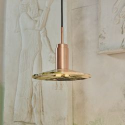 Anour Donya Onyx Solar Hanglamp - Amberkleurige kap - Goud PVD