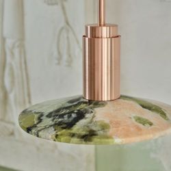 Anour Donya Onyx Solar Hanglamp - Witte kap - Geborsteld koper