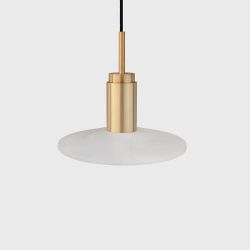 Anour Donya Onyx Solar Hanglamp - Witte kap - Geborsteld messing