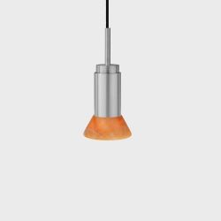 Anour Donya Onyx Trapeze Hanglamp - Amberkleurige kap - Geborsteld roestvrij staal