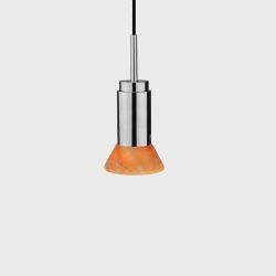 Anour Donya Onyx Trapeze Hanglamp - Amberkleurige kap - Gepolijst roestvrij staal