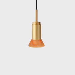 Anour Donya Onyx Trapeze Hanglamp - Amberkleurige kap - Goud PVD