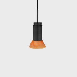 Anour Donya Onyx Trapeze Hanglamp - Amberkleurige kap - Zwart PVD