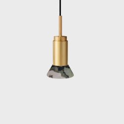Anour Donya Onyx Trapeze Hanglamp - Gemixte kap - Geborsteld messing