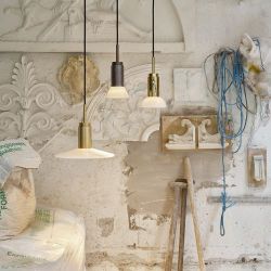 Anour Donya Onyx Trapeze Hanglamp - Gemixte kap - Goud PVD