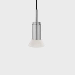 Anour Donya Onyx Trapeze Hanglamp - Witte kap - Geborsteld roestvrij staal